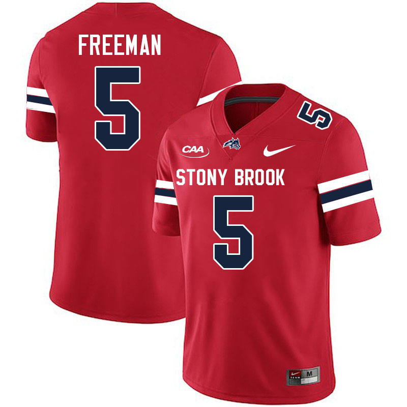 Stony Brook Seawolves #5 Jayce Freeman College Football Jerseys,Uniforms-Red